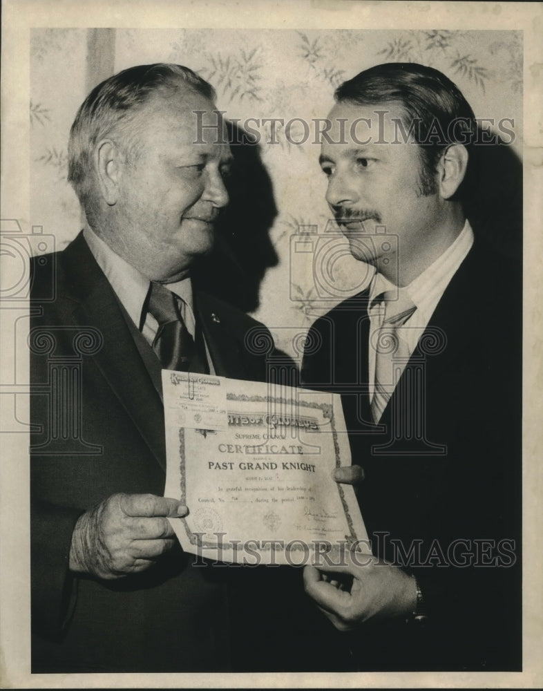 1970 Press Photo Grand Knight Edward J. Eagan &amp; past Grand Knight Robert J. Diaz- Historic Images