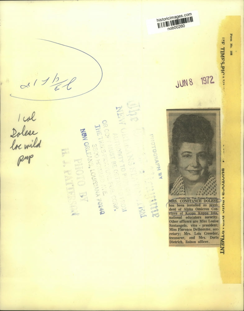 1972 Press Photo Alpha Omicron Conclave of Kappa Kappa Iota Mrs Constance Dolese
