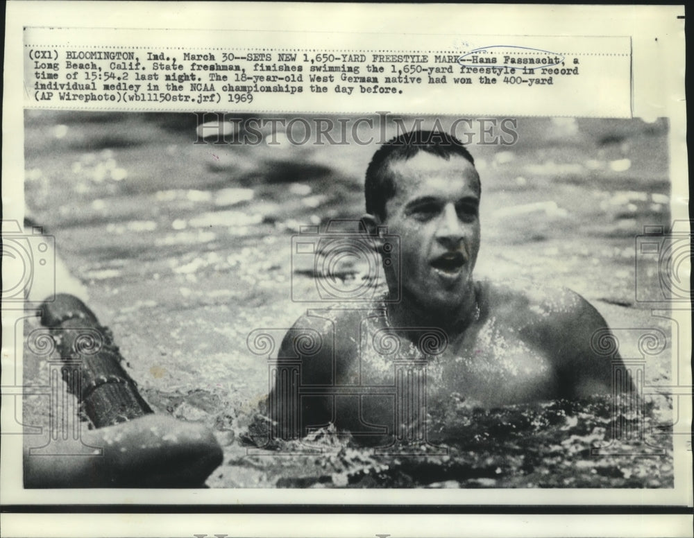 1969 Press Photo Swimmer Hans Fassnacht finished 1,650-yard freestyle in NCAA