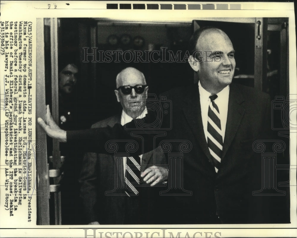 1973 Press Photo John Ehrlichman leaves U.S. District Court in Washington- Historic Images