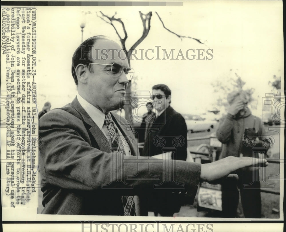 1974 Press Photo John Ehrlichman, Richard Nixon&#39;s adviser, at District Court