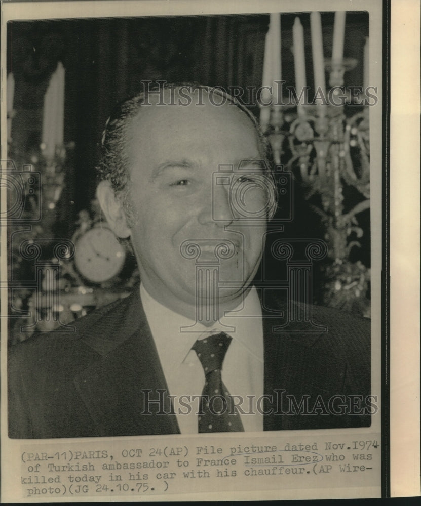 1974 Press Photo File picture, Nov. 1974, Turkish Ambassador, Ismail Erex.- Historic Images