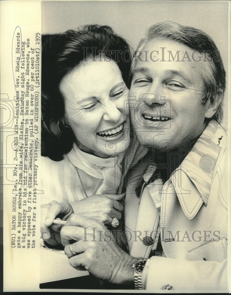 1975 Press Photo Louisiana Governor Edwin Edwards with his wife Elaine- Historic Images