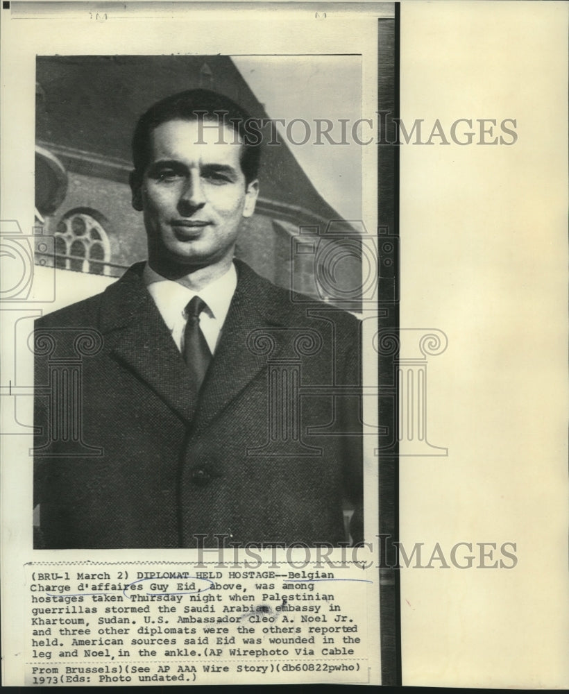 1973 Press Photo Belgian Charge d&#39;affaires Guy Eid, hostage in Khartoum, Sudan- Historic Images