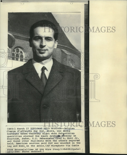 1973 Press Photo Belgian Charge d'affaires Guy Eid, hostage in Khartoum, Sudan- Historic Images