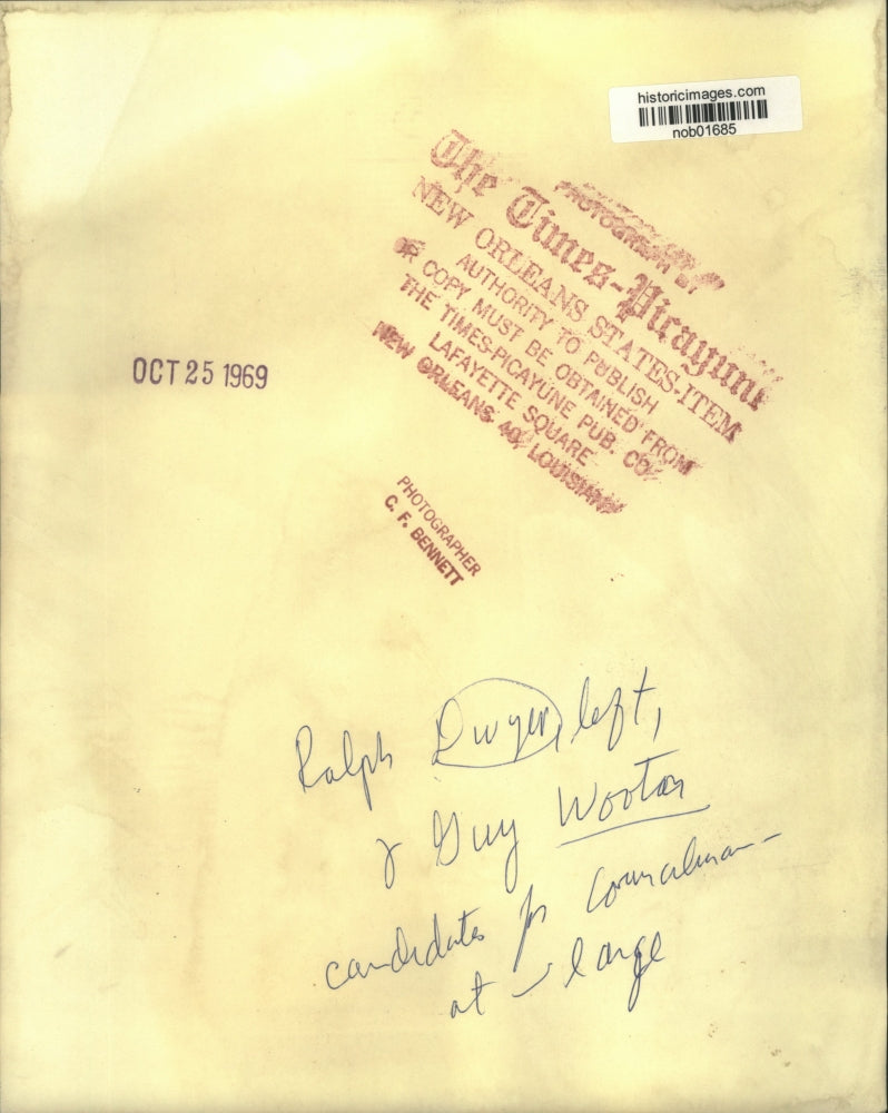 1969 Press Photo Ralph Dwyer and Guy Wooten candidate for Councilman - nob01685