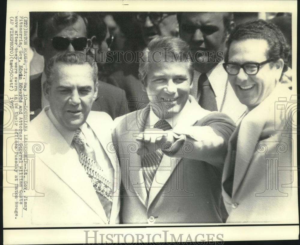 1972 Press Photo Lt. Gov. Fitzmorris, Gov. Edwards &amp; Atty. Gen. William Guste- Historic Images