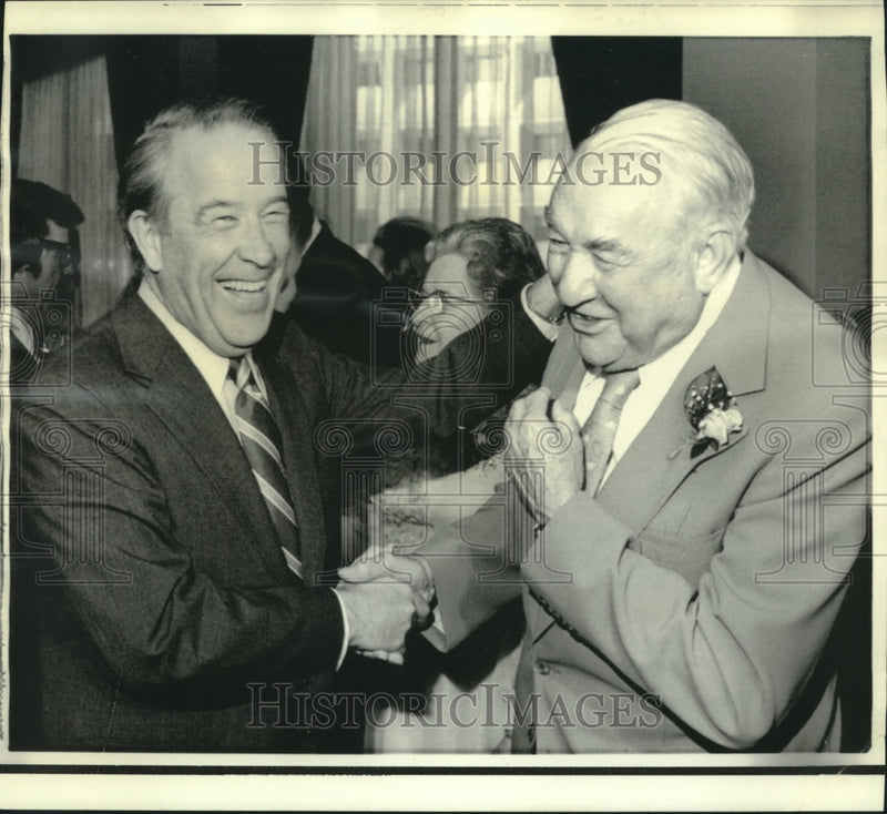 Load image into Gallery viewer, 1974 Press Photo Senators Henry Jackson and Sam Ervin share a chuckle
