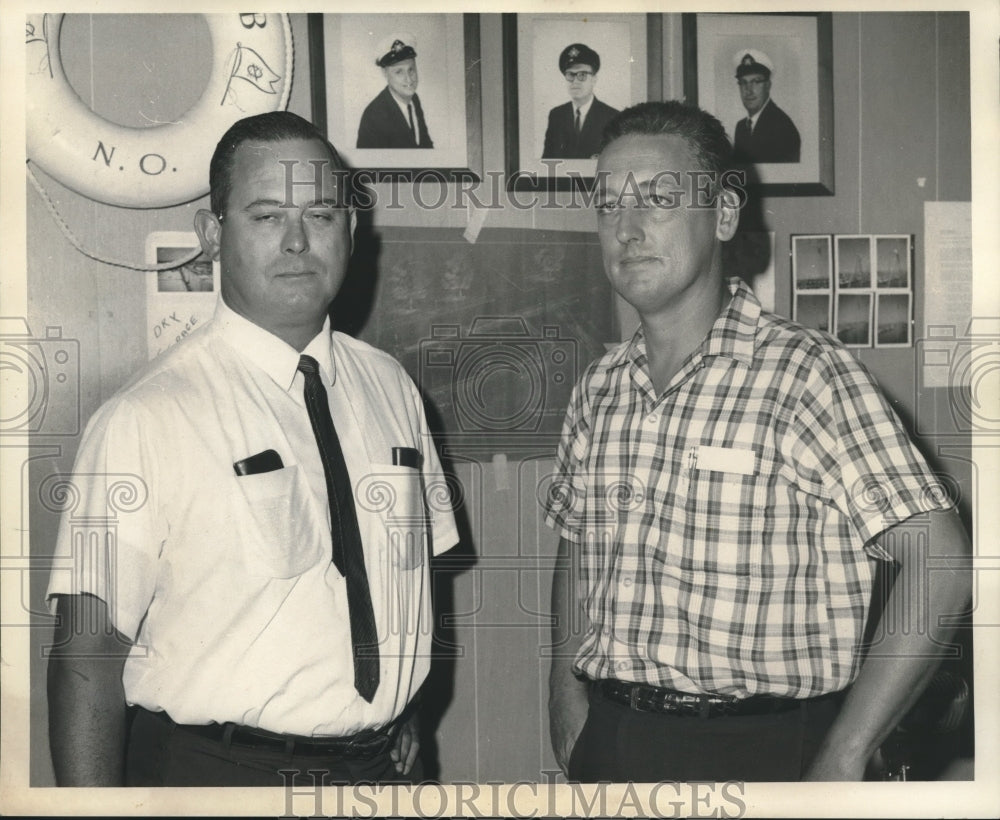 Press Photo Boat Skipper Charles Erickson, Jr. with Tom Trenchard - nob02281- Historic Images