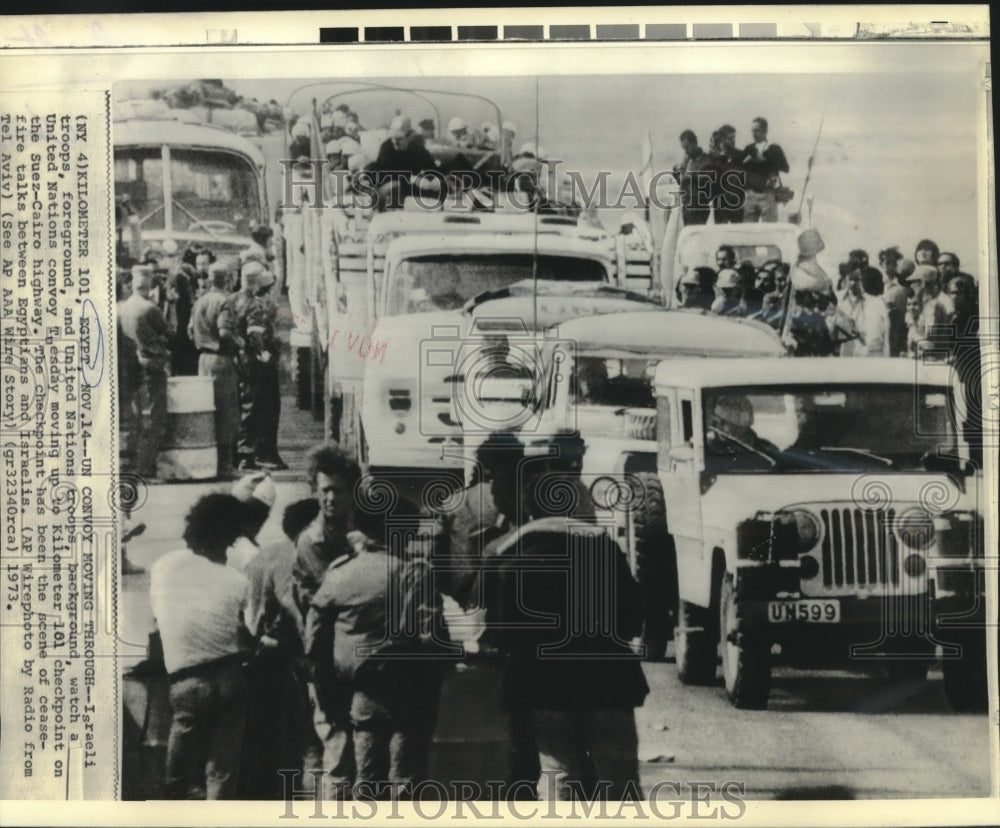 1973 Press Photo United Nations Convoy on Suez-Cairo Highway- Historic Images