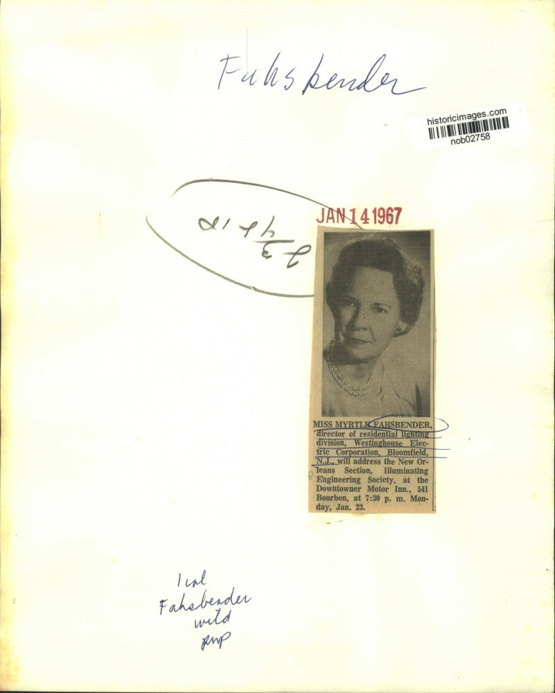 1967 Press Photo Myrtle Fahsbender, Westinghouse Electric Corporation Director