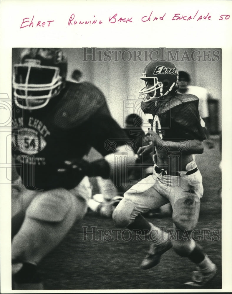 1981 Press Photo Ehret Running Back Chad Encalade in Football Game with Others- Historic Images