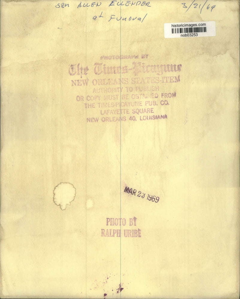 1969 Press Photo Son Allen Ellender at Funeral - nob03253