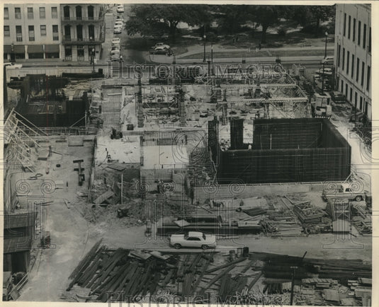 1964 Press Photo Construction of Federal Reserve Bank Building in New Orleans