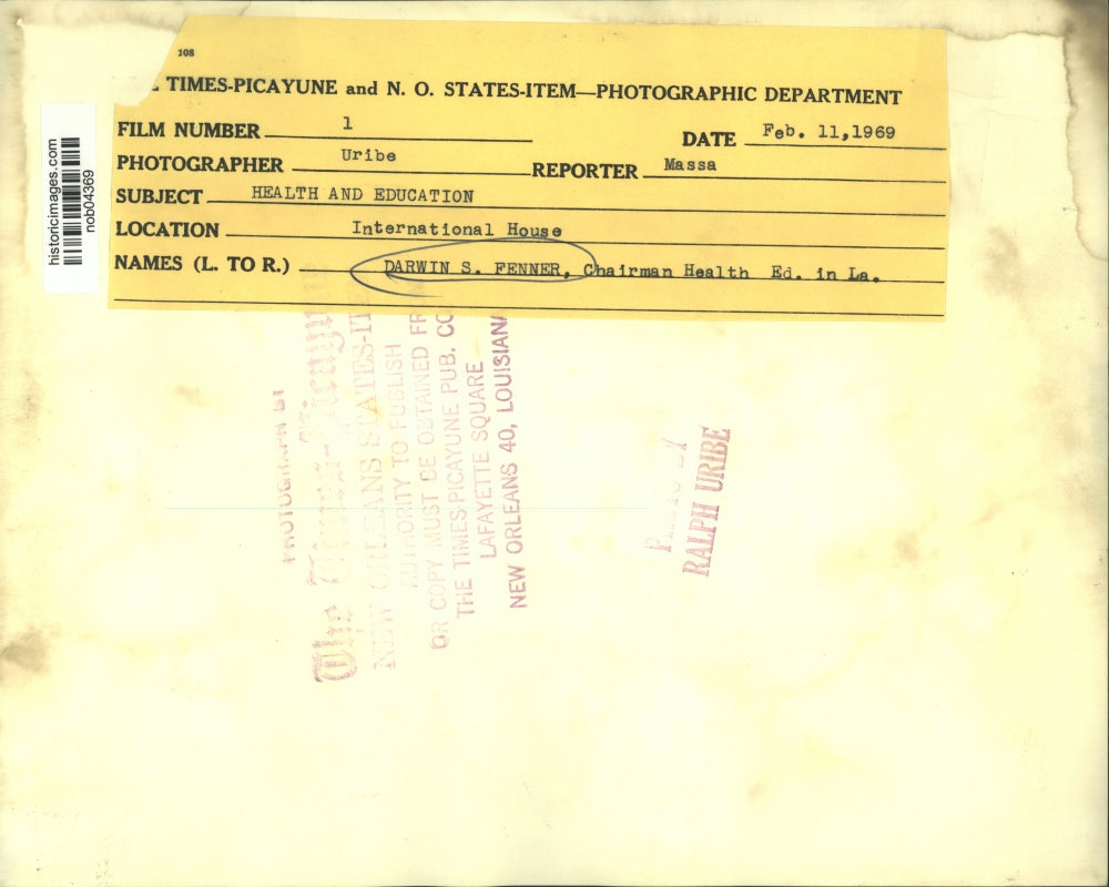 1969 Press Photo Darwin S. Fenner, Chairman Health Education in Louisiana at the