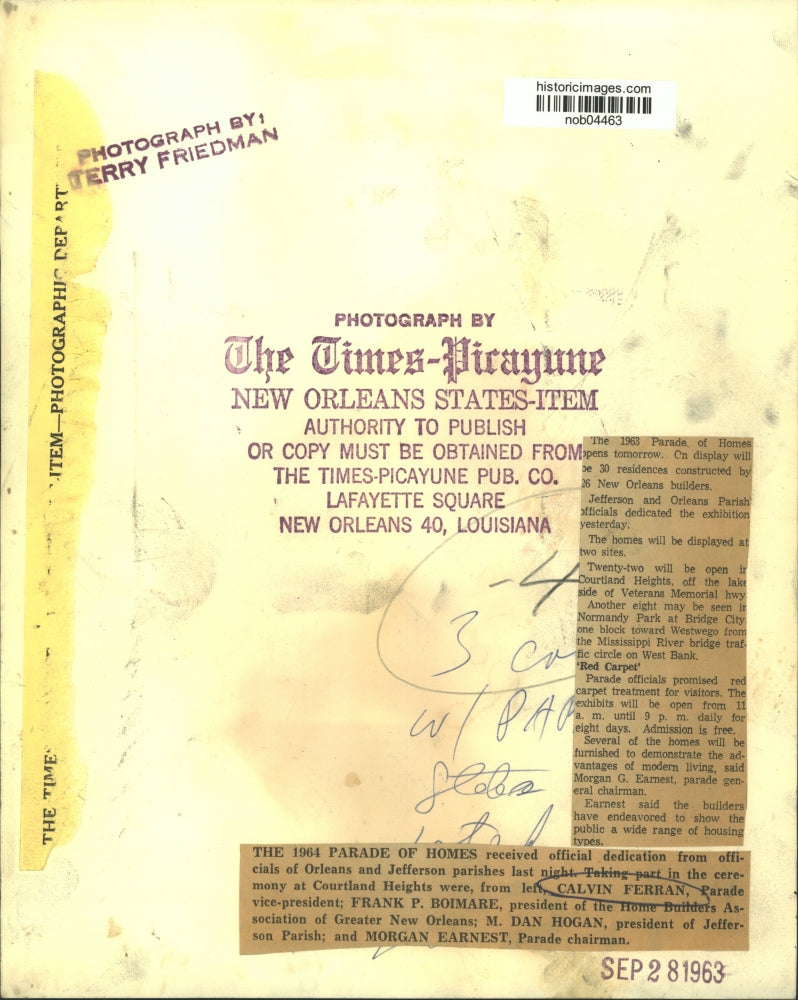 1963 Press Photo Participants in the official dedication of 1964 Parade of Homes