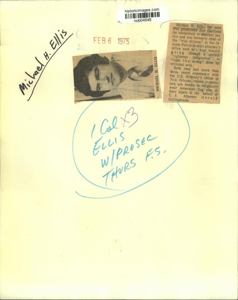 Load image into Gallery viewer, 1975 Press Photo Michael Ellis, former chief of trial division in Orleans Parish
