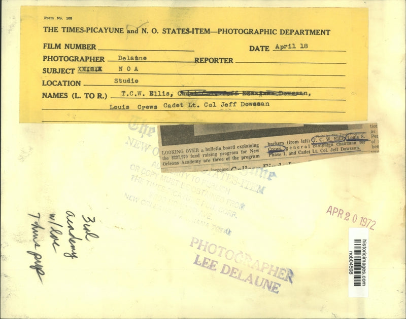 Load image into Gallery viewer, 1972 Press Photo Plan for the fund raising program for New Orleans Academy
