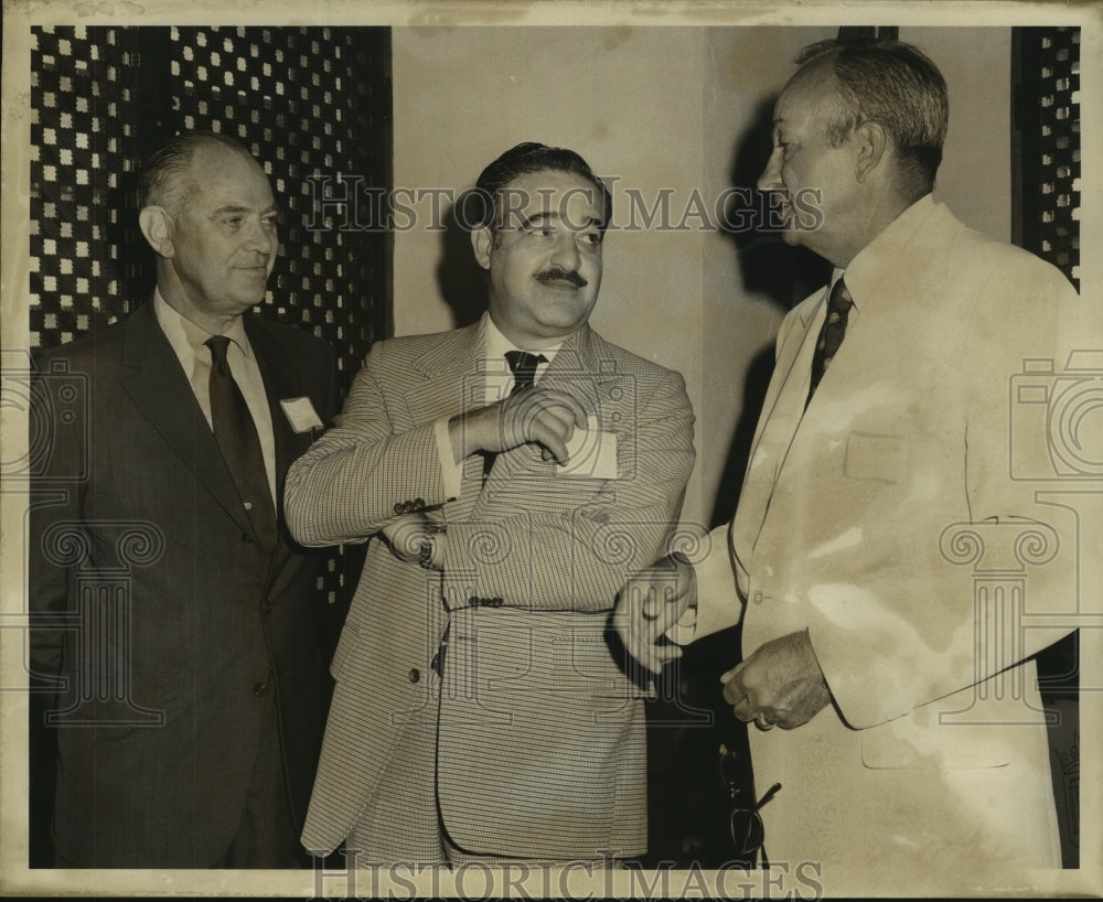 1973 Press Photo Peru Task Force, F.G. Lindley, Dr. Ferrer &amp; Captain J.W. Clark- Historic Images