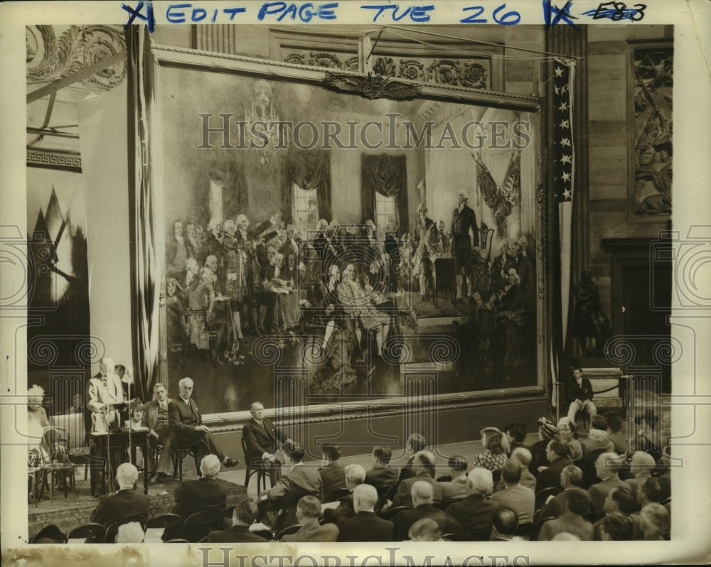 1940 Press Photo Unveiling of &quot;The Signing of the Constitution&#39; - nob05562