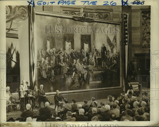 1940 Press Photo Unveiling of "The Signing of the Constitution' - nob05562