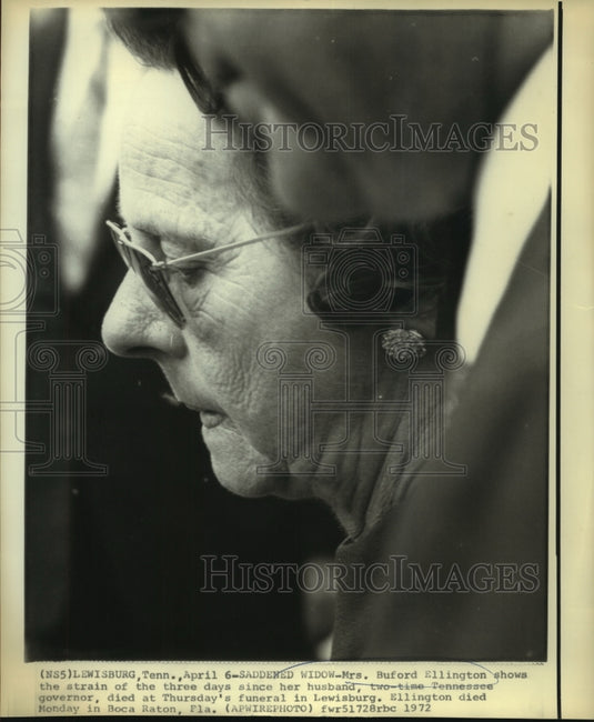 1972 Press Photo Widow Mrs. Buford Ellington at funeral - nob05656