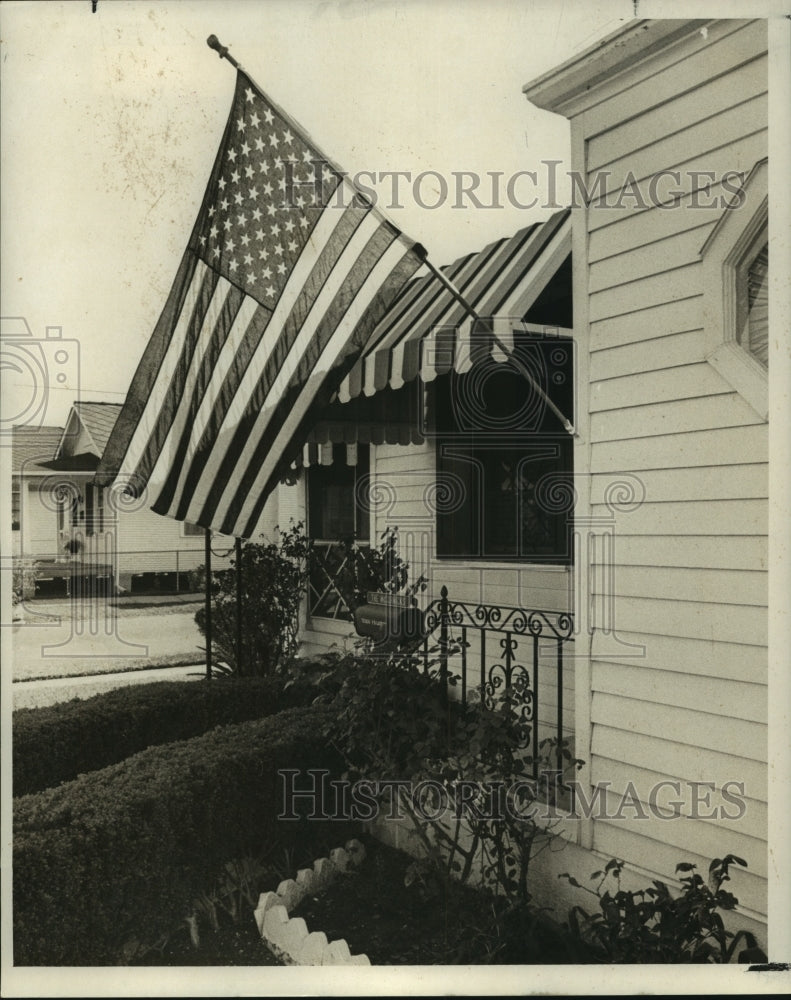 1969 Press Photo American flag waves at 8700 Nelson, Louisiana - nob05881