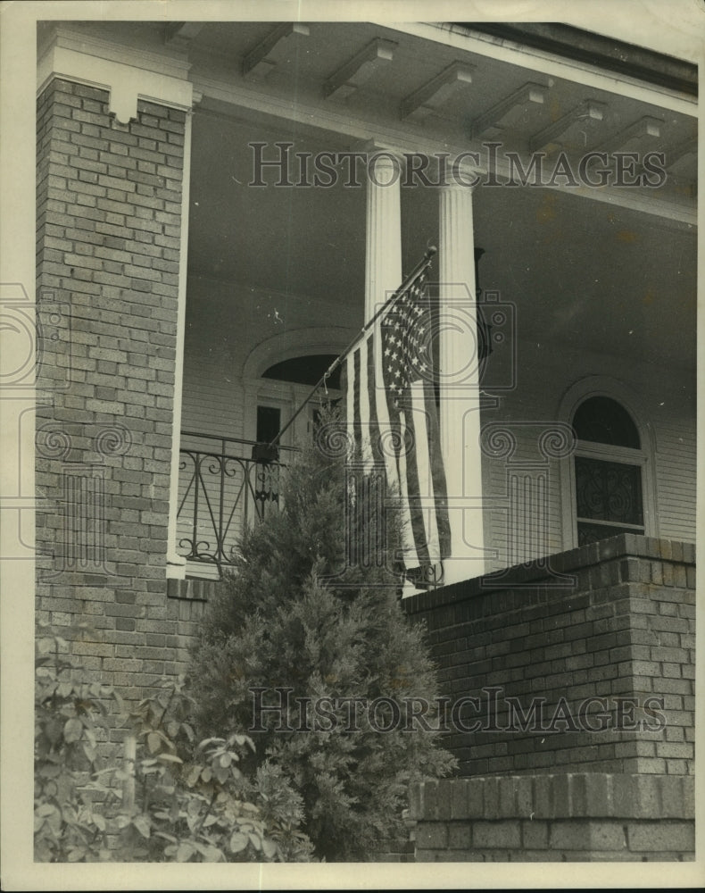 1969 Press Photo American flag on display outside home - nob05989