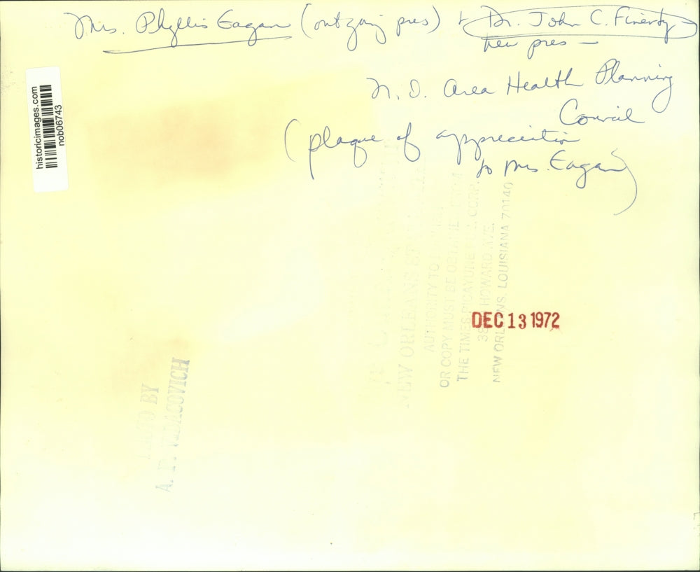 1972 Press Photo Dr. John Finerty of New Orleans Area Health Council