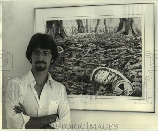 1976 Press Photo David Foley, UNO's one-man show of watercolor paintings.- Historic Images