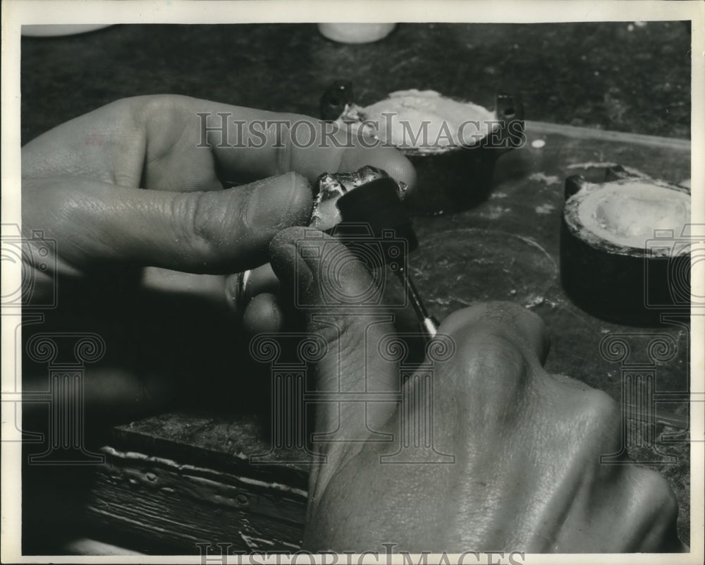 1959 Press Photo Eye taken from mold and cut to proper size. - nob07820