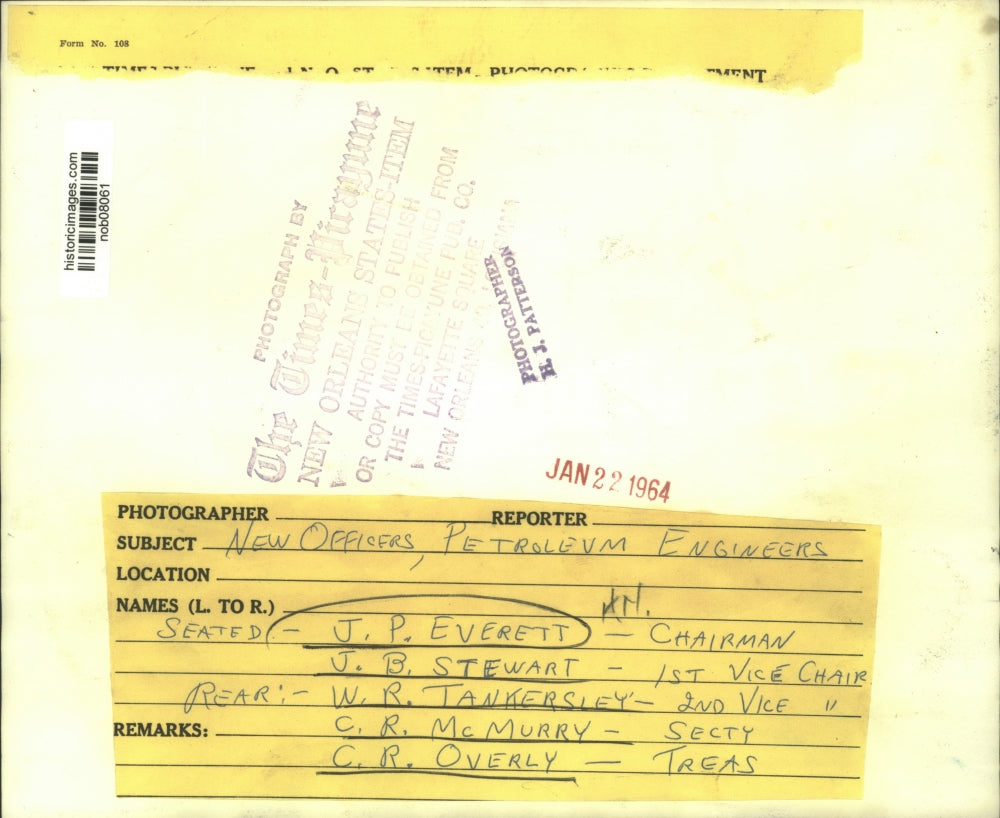 1964 Press Photo J.P. Everett and Officers of Petroleum Engineers - nob08061