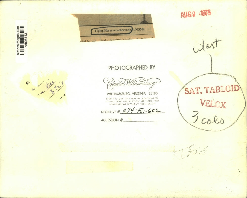 1975 Press Photo Flying Horse weather-vane at NOMA - nob08143