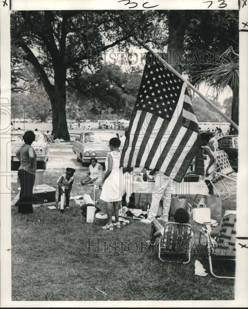 1973 Press Photo Picknickers Celebrate Independence Day, City Park, New Orleans