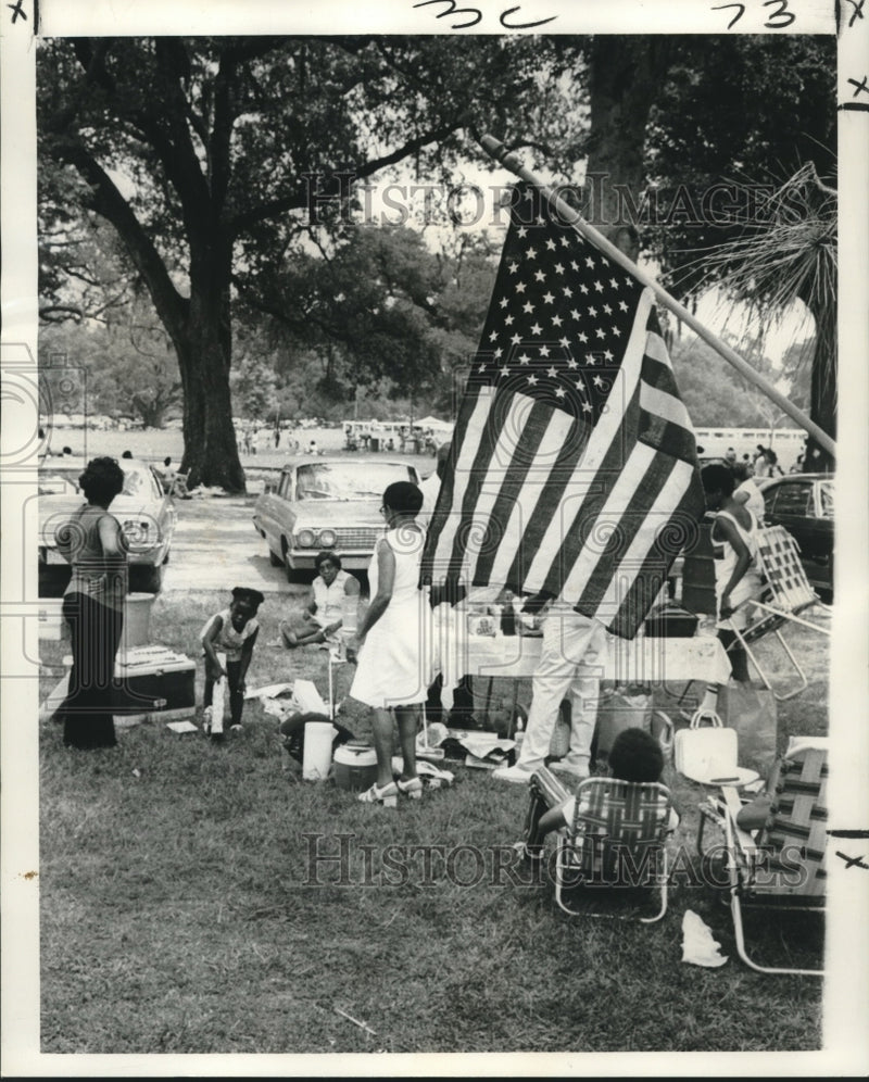 Load image into Gallery viewer, 1973 Press Photo Picknickers Celebrate Independence Day, City Park, New Orleans
