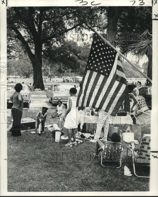 1973 Press Photo Picknickers Celebrate Independence Day, City Park, New Orleans