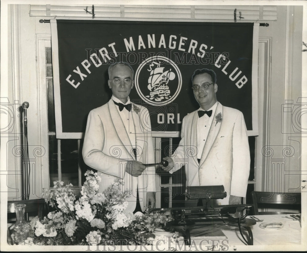 1959 Press Photo Alonzo Ensenat, Gilbert Vorhoff, new & retiring Export Managers