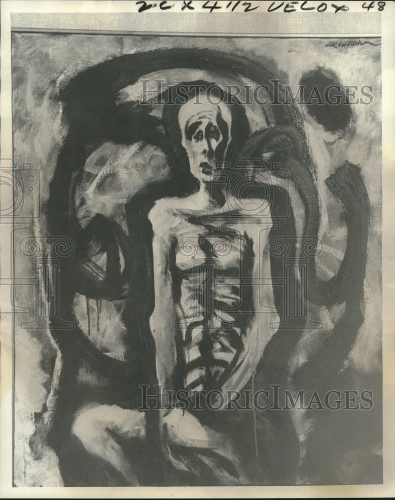 1974 Press Photo Painting of Leonard Flettrich at New Orleans Museum of Art