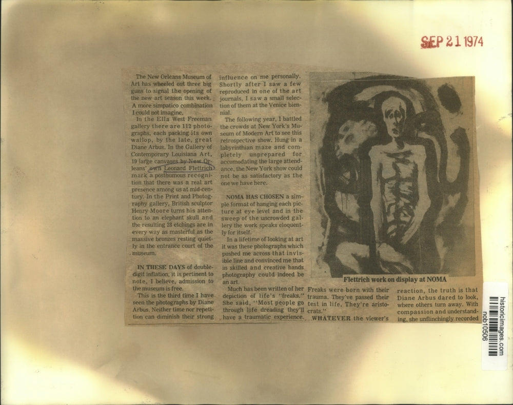 1974 Press Photo Painting of Leonard Flettrich at New Orleans Museum of Art