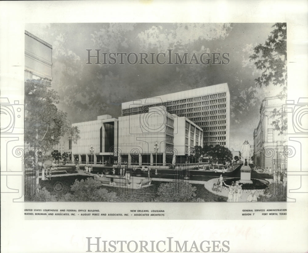 1971 Press Photo Architects&#39; rendering of District Court complex- Historic Images