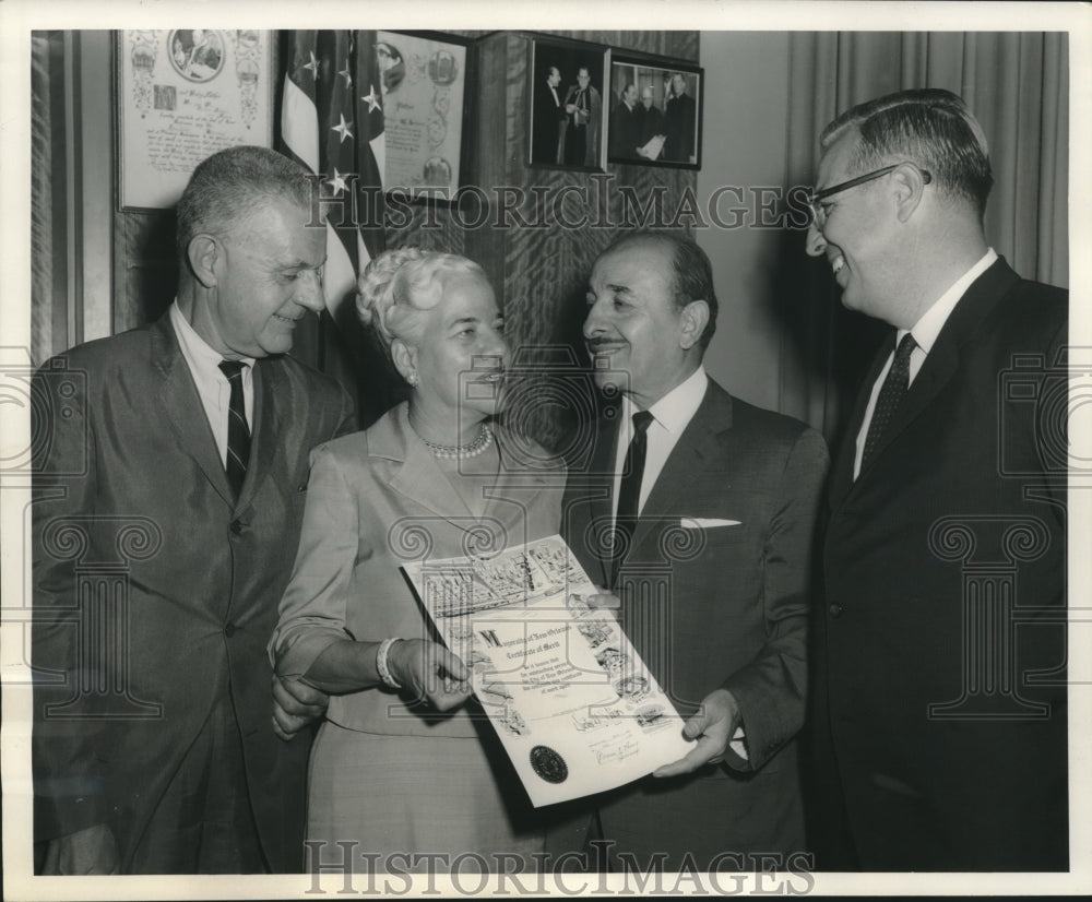 1963 Press Photo Miss Beatrice M. Field receives Certificate of Appreciation