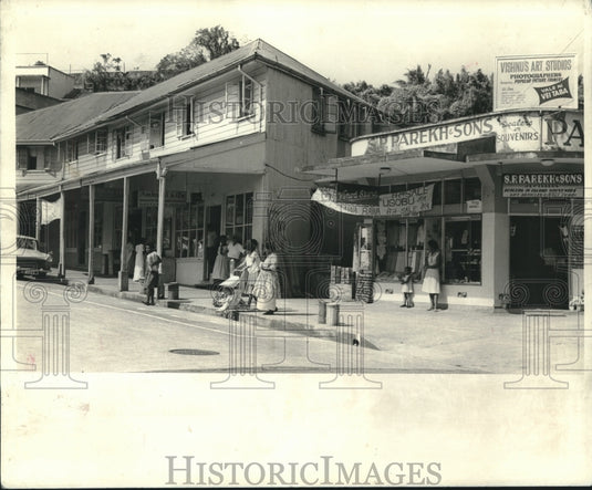 1968 Press Photo Colorful Stores of Renwick Road in Suva, Fiji - nob12162