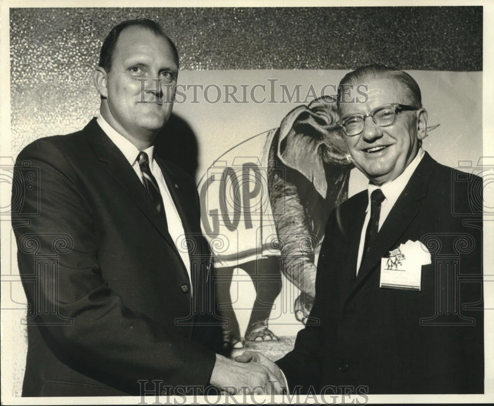 1966 Press Photo Republican Chairman Ray Bliss greets Mr. Wayne Fowler
