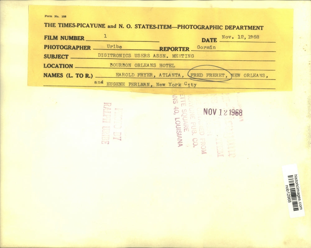 1968 Press Photo Digitronics Users Association Meeting at the Bourbon Orleans.