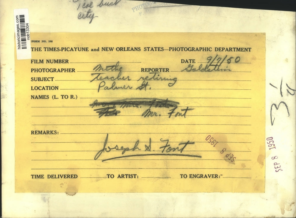1950 Press Photo Joseph S. Font, retiring teacher - nob13304