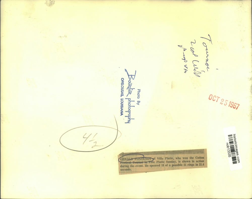 1967 Press Photo Gerald Fontenot, winner of Cotton Festival Tourni. - nob13335