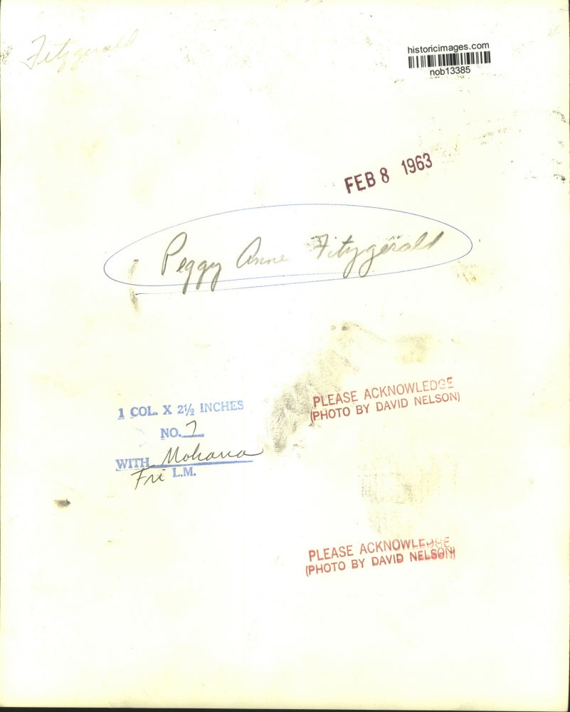 1963 Press Photo Peggy Anne Fitzgerald - nob13385