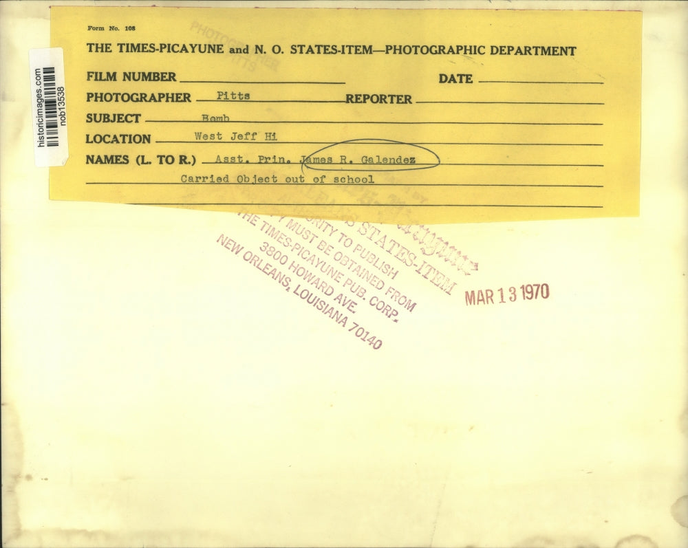 1970 Press Photo Assistant Principal James R. Galendez, West Jefferson High