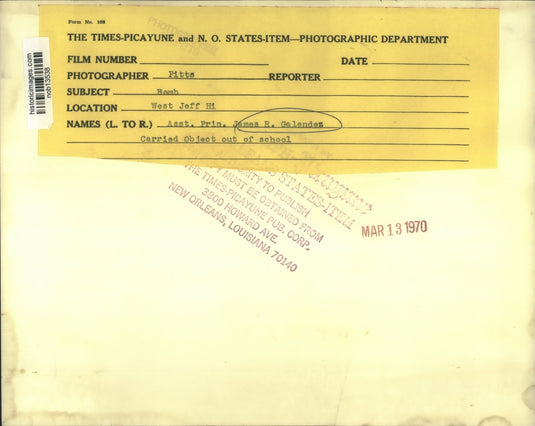 1970 Press Photo Assistant Principal James R. Galendez, West Jefferson High