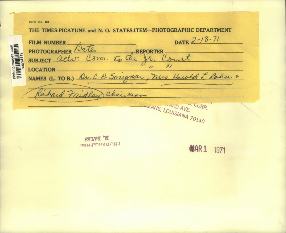 1971 Press Photo Richard Fridley & others of Committee to the Junior Court.